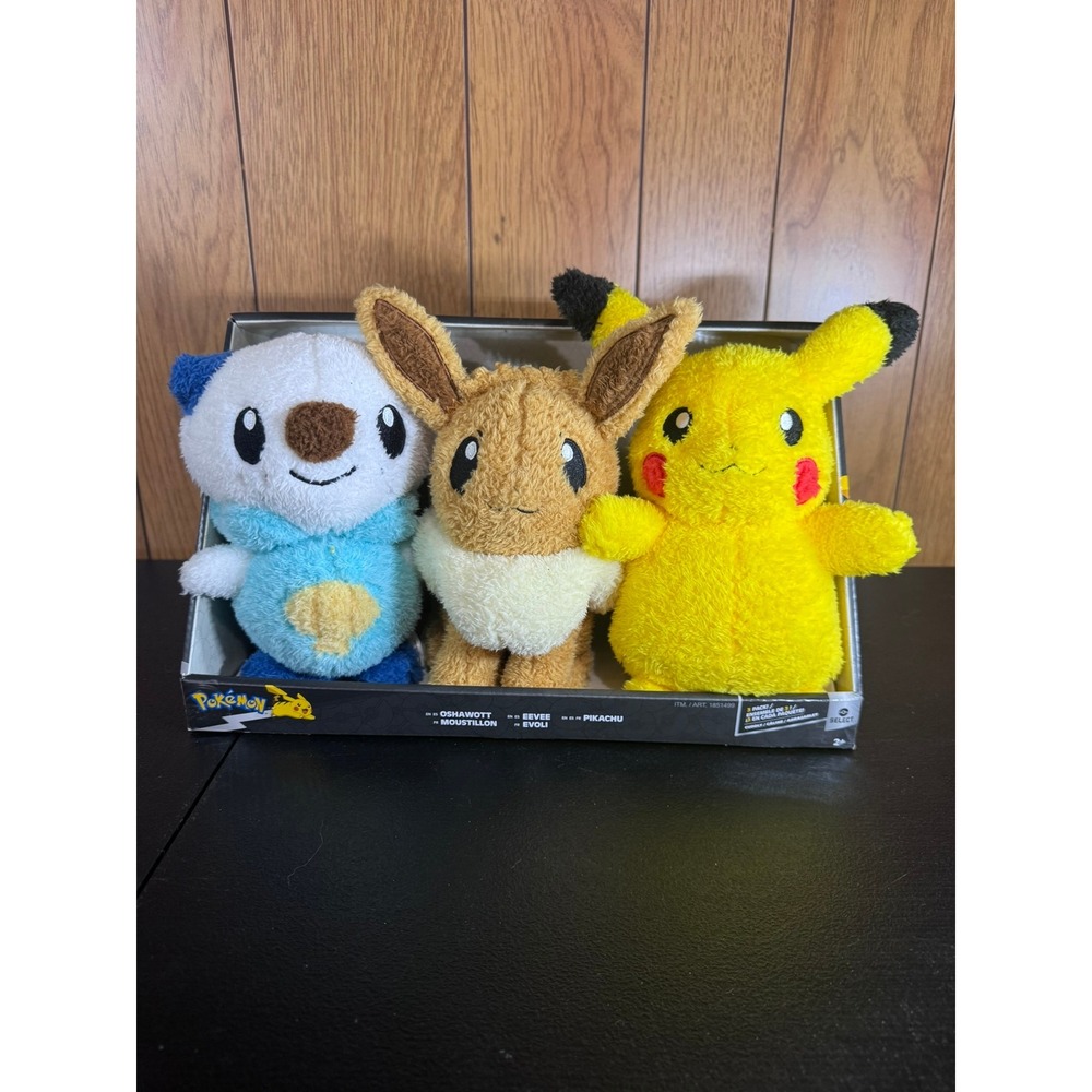 Pokemon Select 3-Pack Plush Pikachu Eevee Oshawott Jazwares Costco Exclusive